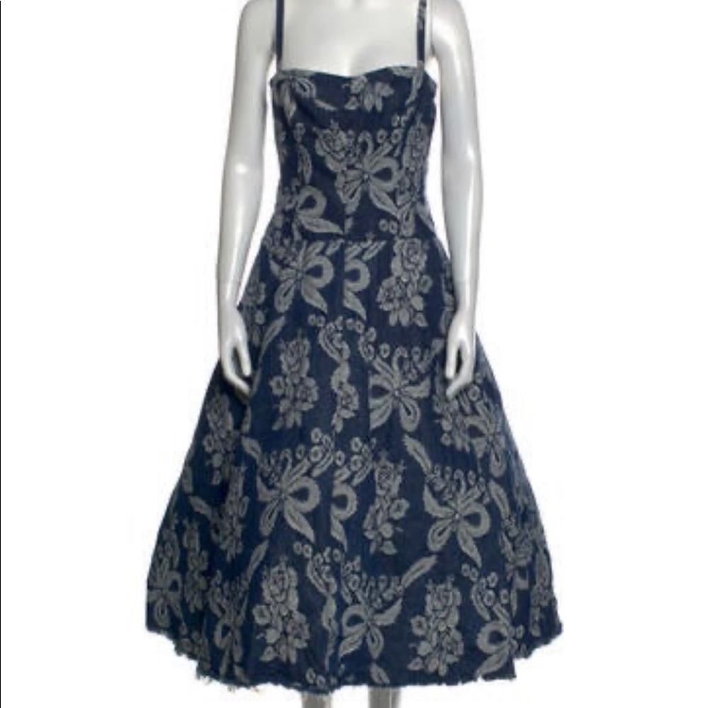 Junya Watanabe Commes des Garçon floral embroidered denim dress Size M